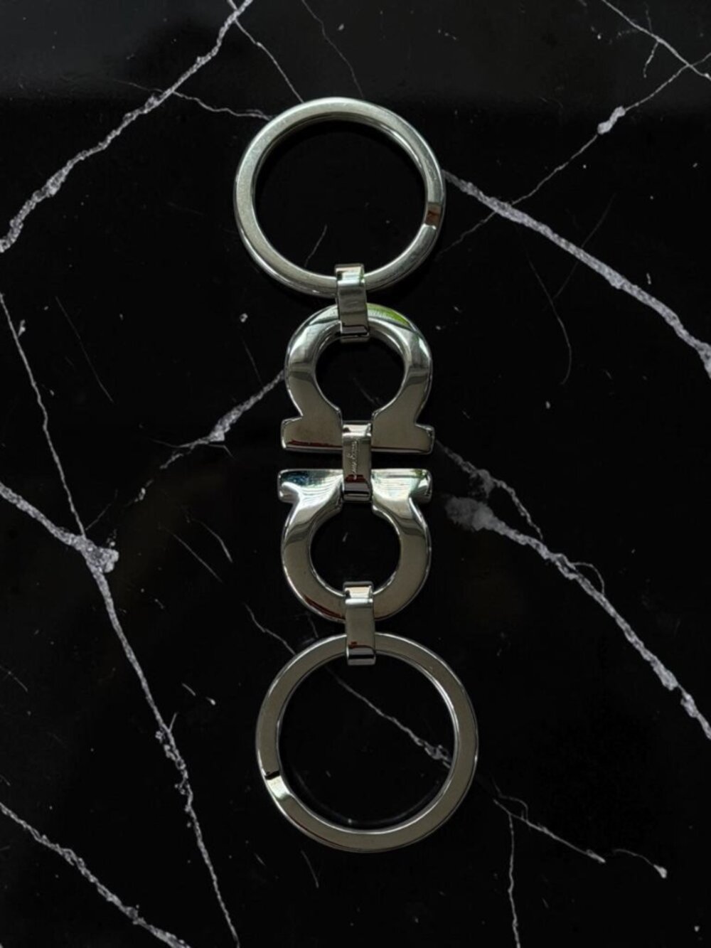 Salvatore Ferragamo Men Gancini Keychain - Silver Key Ring